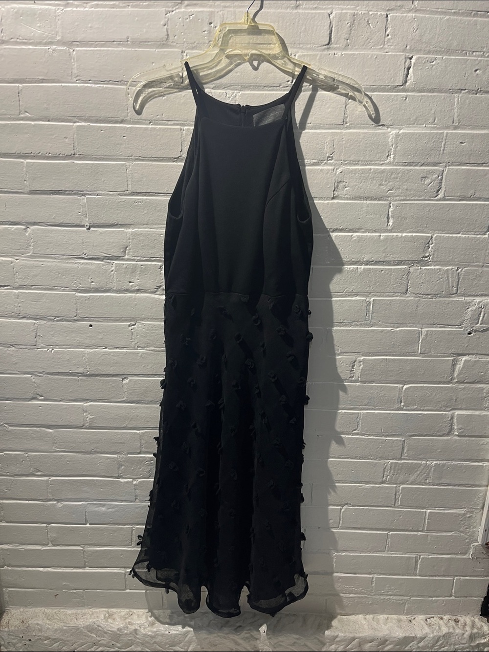 Sunday in Brooklyn Black Sleeveless Midi Dress with Appliqué Skirt